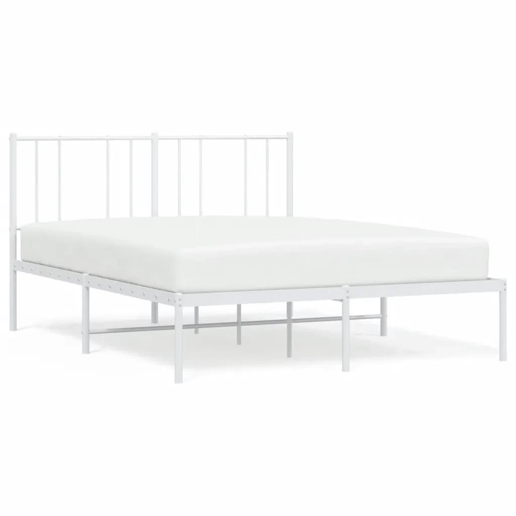Giroletto con Testiera-Struttura Letto con testiera Metallo Bianco 140x190 cm 125318