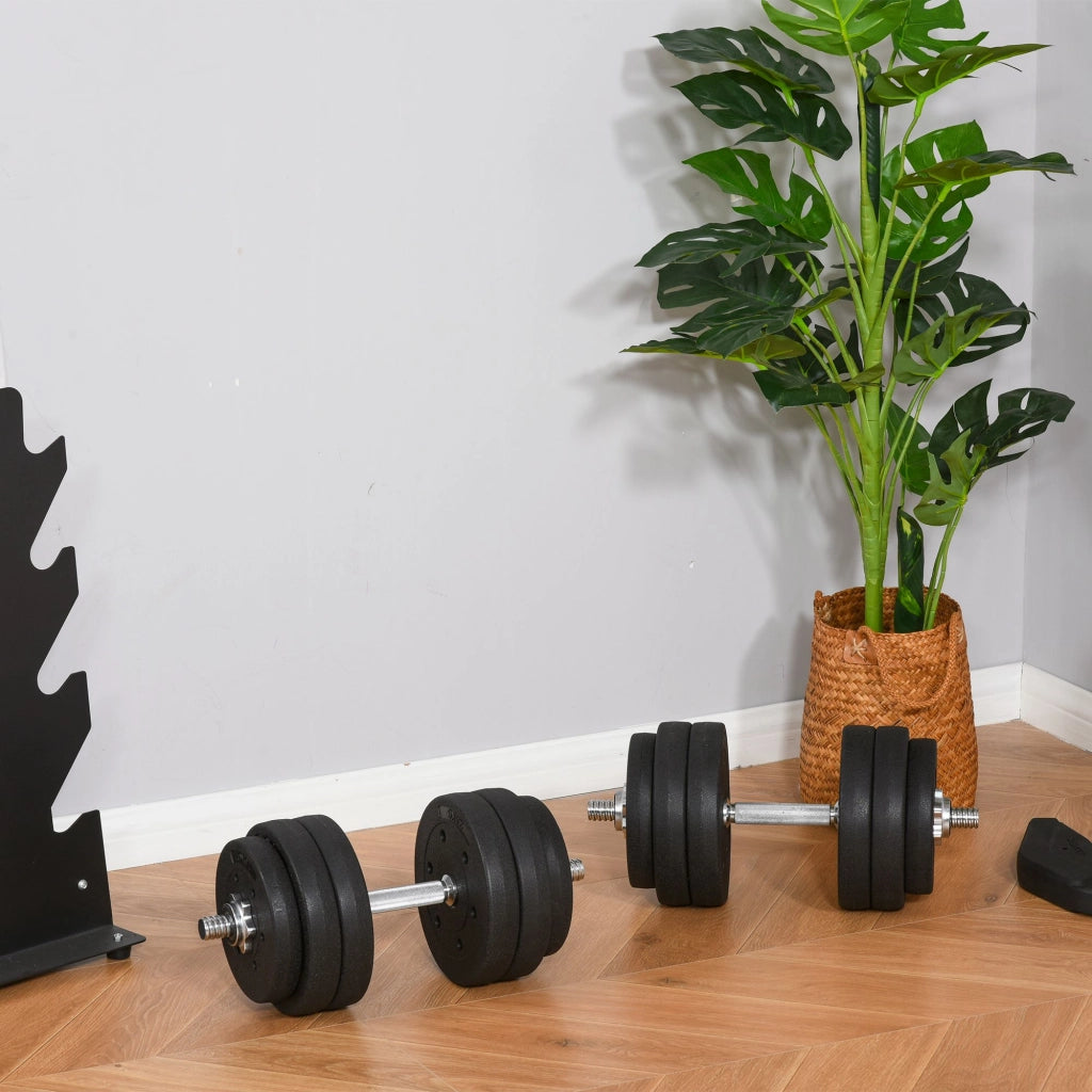 Set di manubri da 30 kg con dischi di peso per casa e palestra, in acciaio PU nero, ideale per l'allenamento della forza.