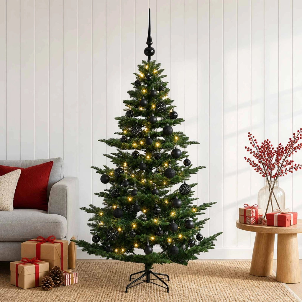 Albero di Natale artificiale con palline 120 cm 150 LED 3465571