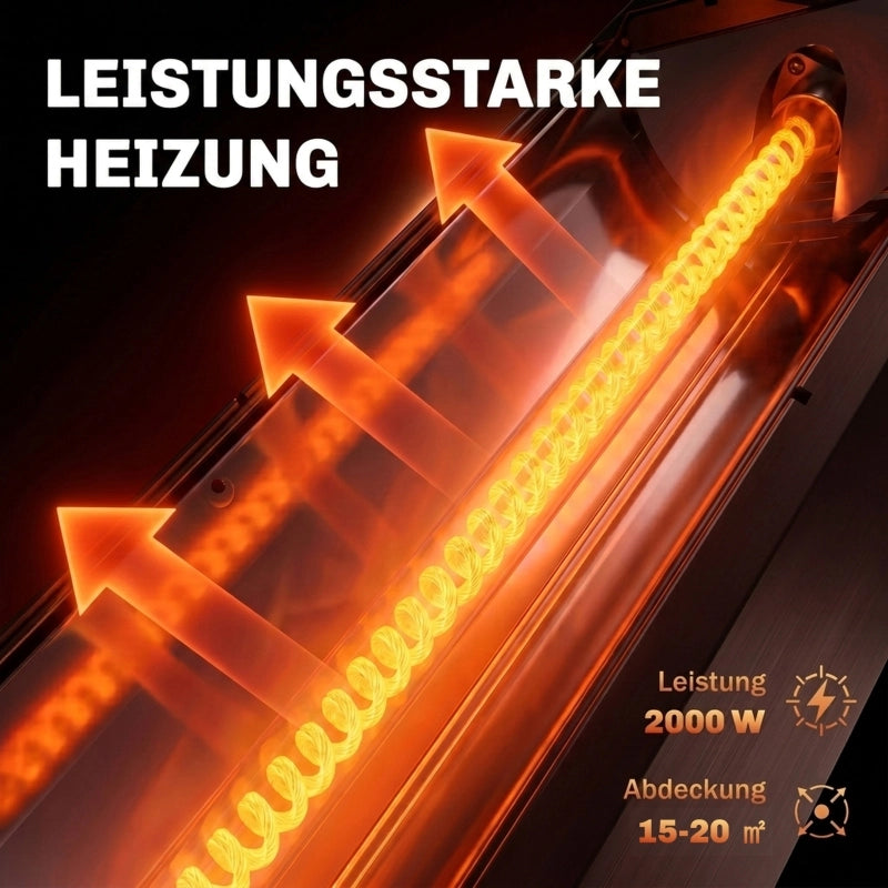 Stufa a infrarossi 2000 W in carbonio; da pavimento con telecomando; 8 livelli; timer; nero