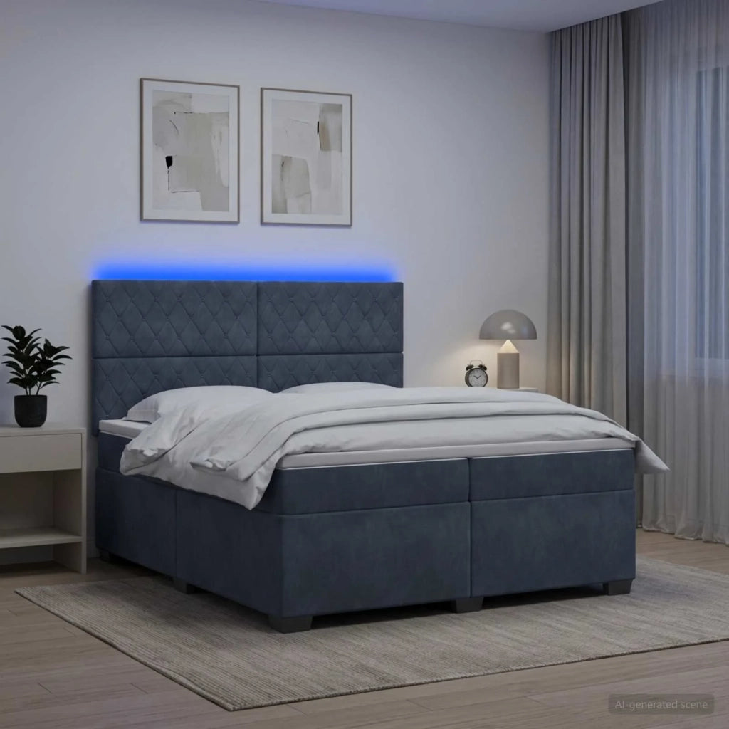 Letto box spring con materasso Grigio Scuro 200 x 200 cm 3455169