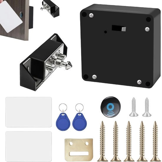 Sistema di chiusura intelligente per armadi e cassetti: slot NFC nascosto con 2 chiavi e 2 carte RFID, slot nascosti, slot senza foro per carrello, armadi, cassetti, magazzini