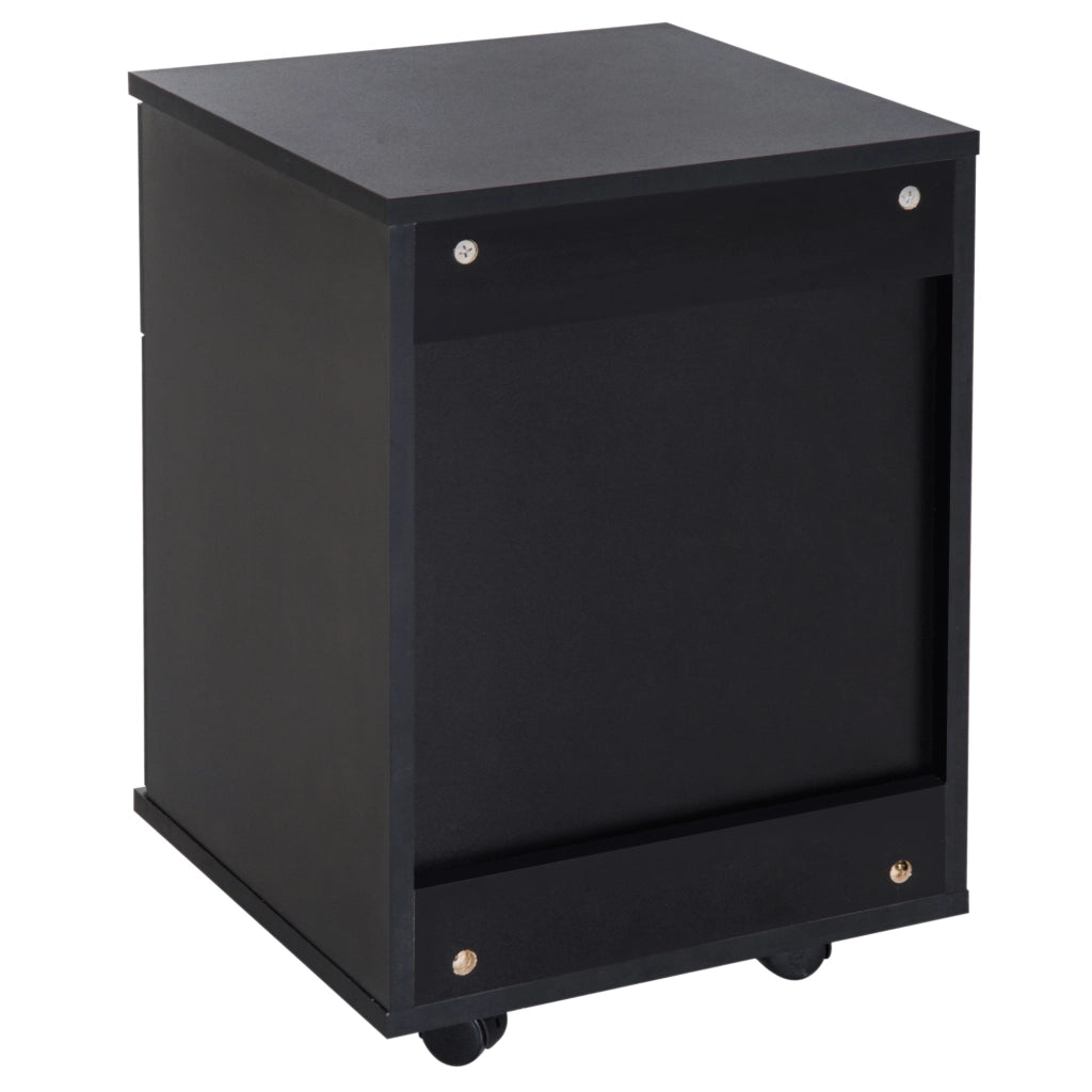 Cassettiera con Ruote ¨C Zephmum ¨C Legno, 2 Cassetti, 41x39x58 cm, Nero