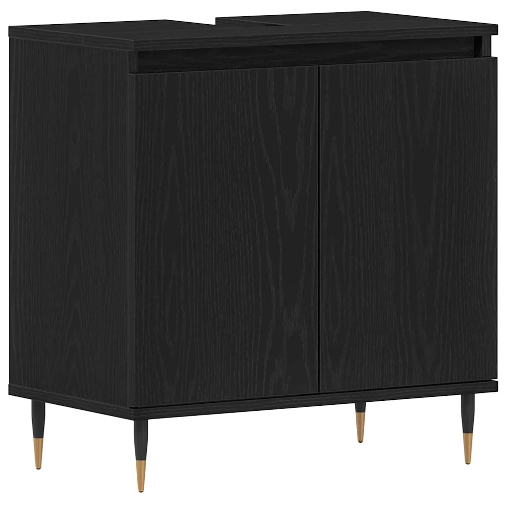 Armadio per Lavabo da Bagno Rovere Nero 58 x 33 x 60 cm 862887