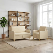 Set di Divani con Storage 2 pcs Crema Poliestere 3429155