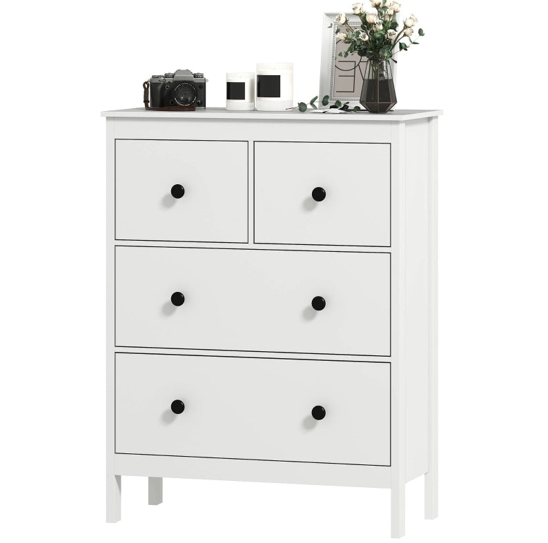 Cassettiera bianca con 4 cassetti; 74 x 35 x 97 cm