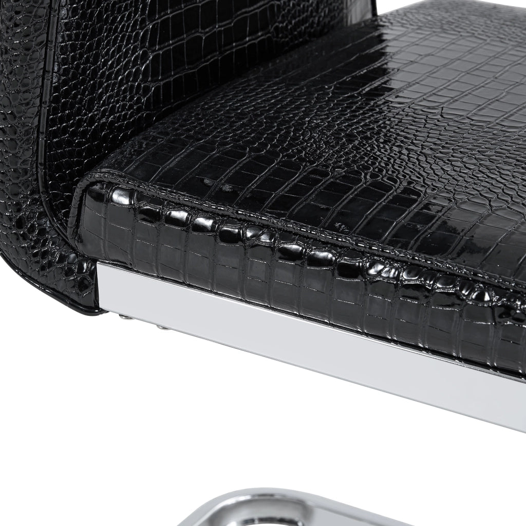 SEDIA Imbottita in PVC Nero con Struttura in Metallo Cromato