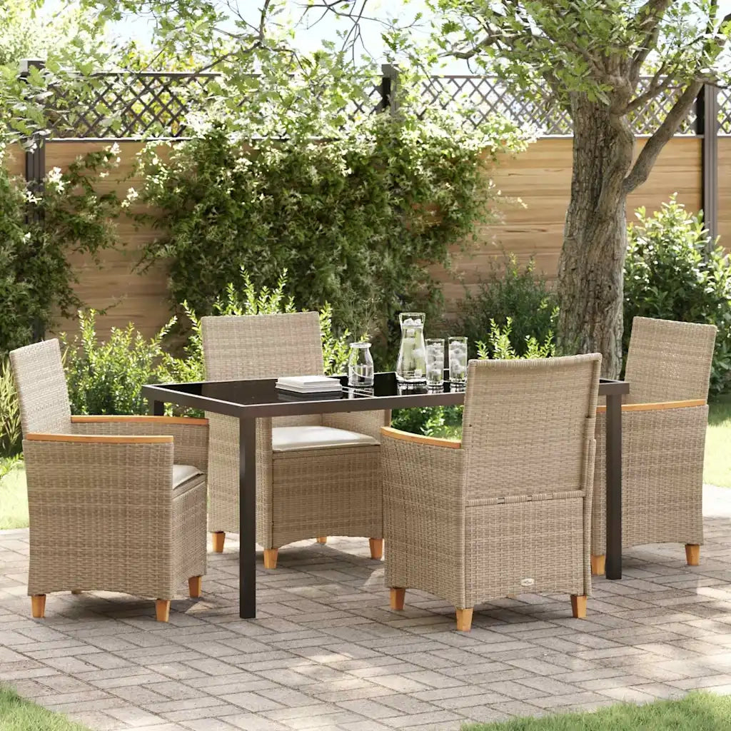 Set da Pranzo per Giardino 5 pcs Beige polyrattan 3381103