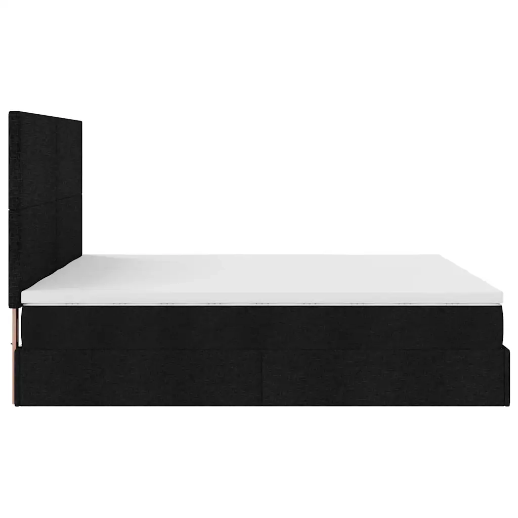 Struttura Letto Pouf con Materassi Nero 160x200 cm in Tessuto 3313666