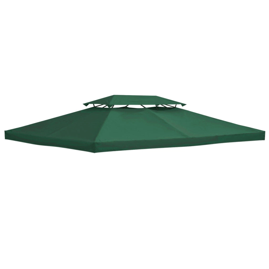 Copertura per Gazebo  a 2 Livelli  con Cinghie e 10 Fori di Drenaggio 4x3m in Poliestere Verde