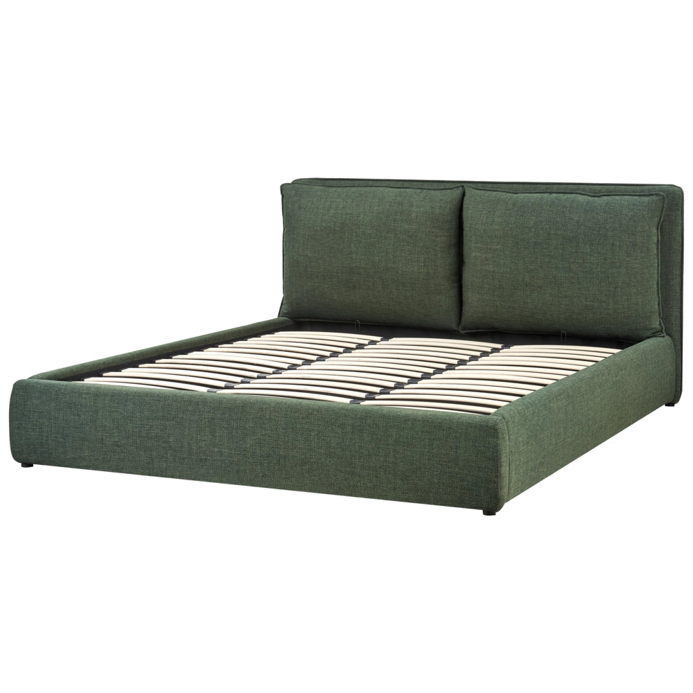Letto matrimoniale in tessuto verde scuro con contenitore 180 x 200 cm camera da letto moderna