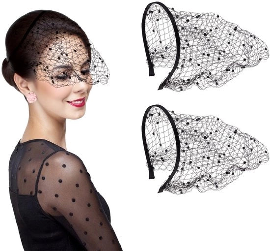 Slip di fascinazione - Fascia per capelli - Elegant e stile - Nero - Perfetto per matrimoni e feste di tè - 2 pezzi