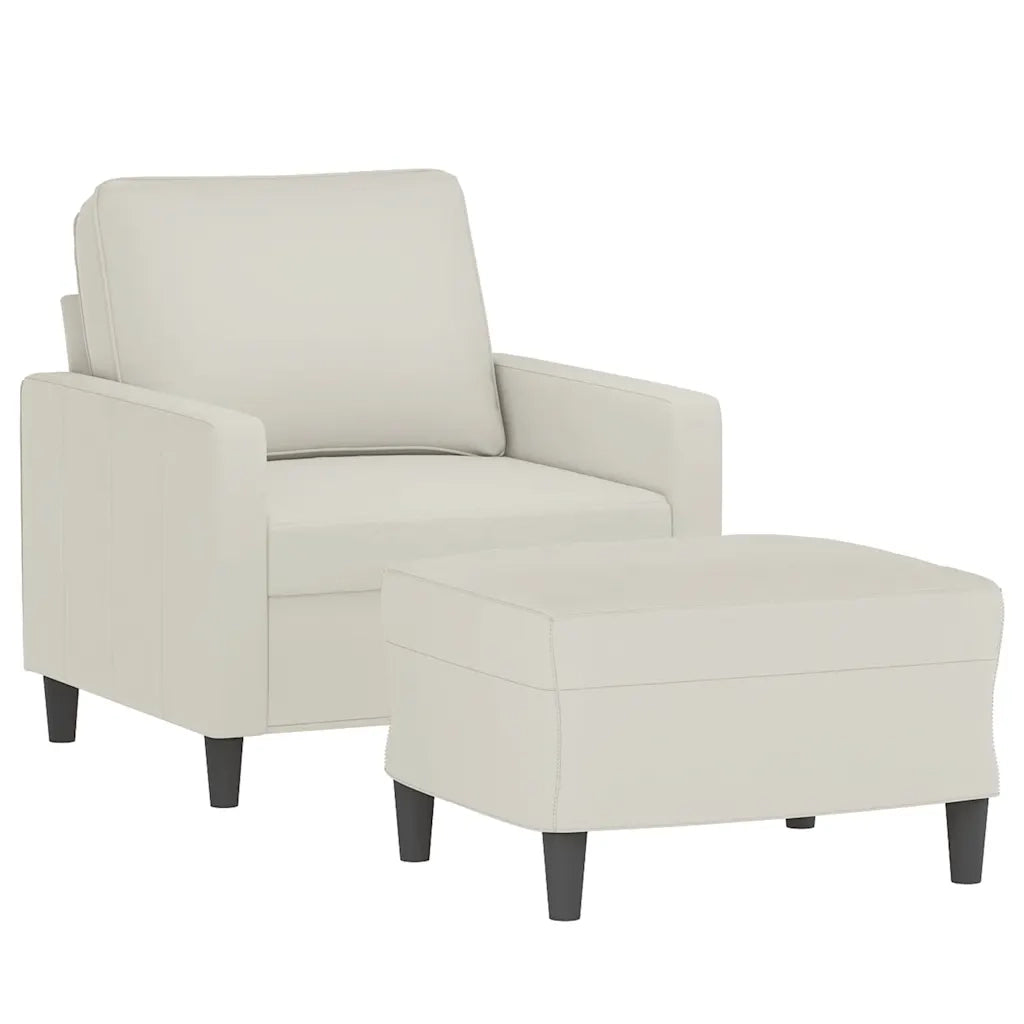 Poltrona | Sedia Relax con Poggiapiedi Crema 60 cm in Velluto