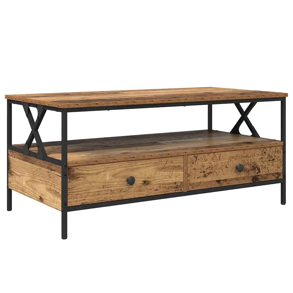 vidaXL Tavolino da salotto with Drawer Legno vecchio 100 x 51 x 45 cm