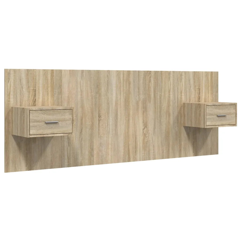 Testiera Letto con Comodini-Testiera con Contenitore in Legno Multistrato Rovere Sonoma 248147