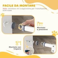 Cancellino per Cani Regolabile fino a 100 cm Senza Viti con 2 Estensioni e Altezza 72 cm, Bianco