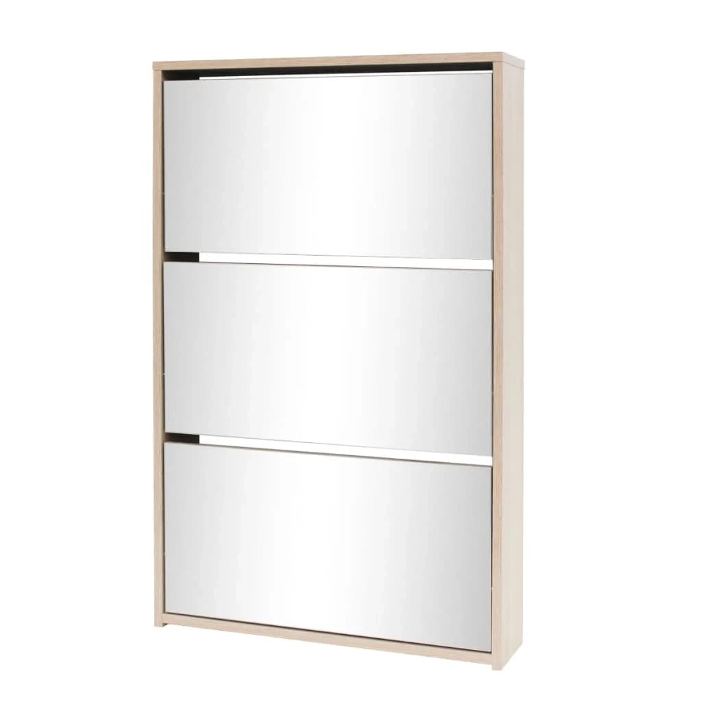 Scarpiera con 3 ripiani e specchio 63 x 17 x 102,5 cm rovere marrone 02_0043384