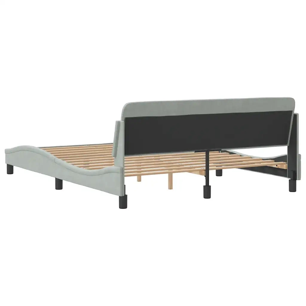 Letto matrimoniale | Letto per adulti | Giroletto Dover Grigio Chiaro 160x200 cm Velluto