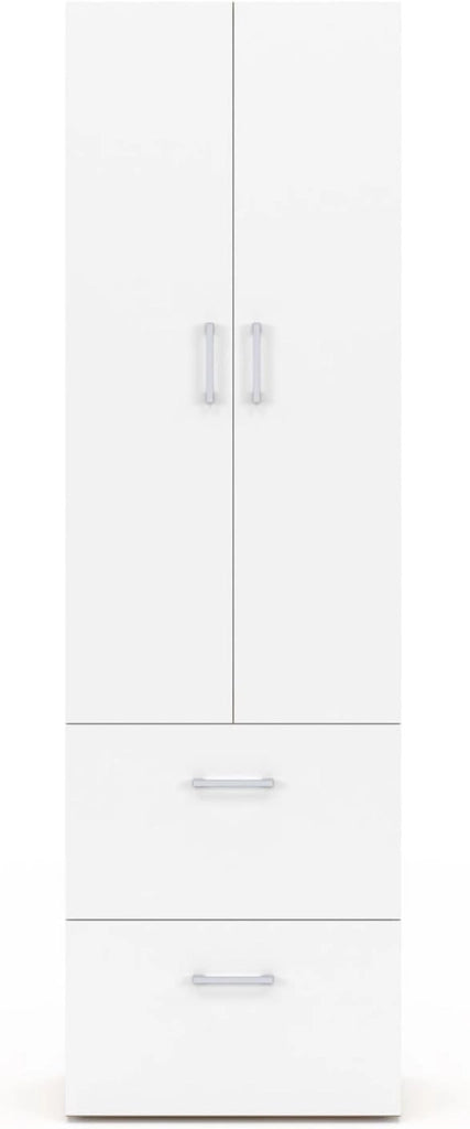 Armadio a 2 ante JULIANA bianco e legno 50 cm Armadio con 2 cassetti