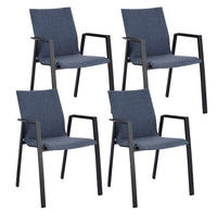 Set 4 Sedie da Giardino 55,5x60x83h cm con Braccioli Odeon Antracite Denim