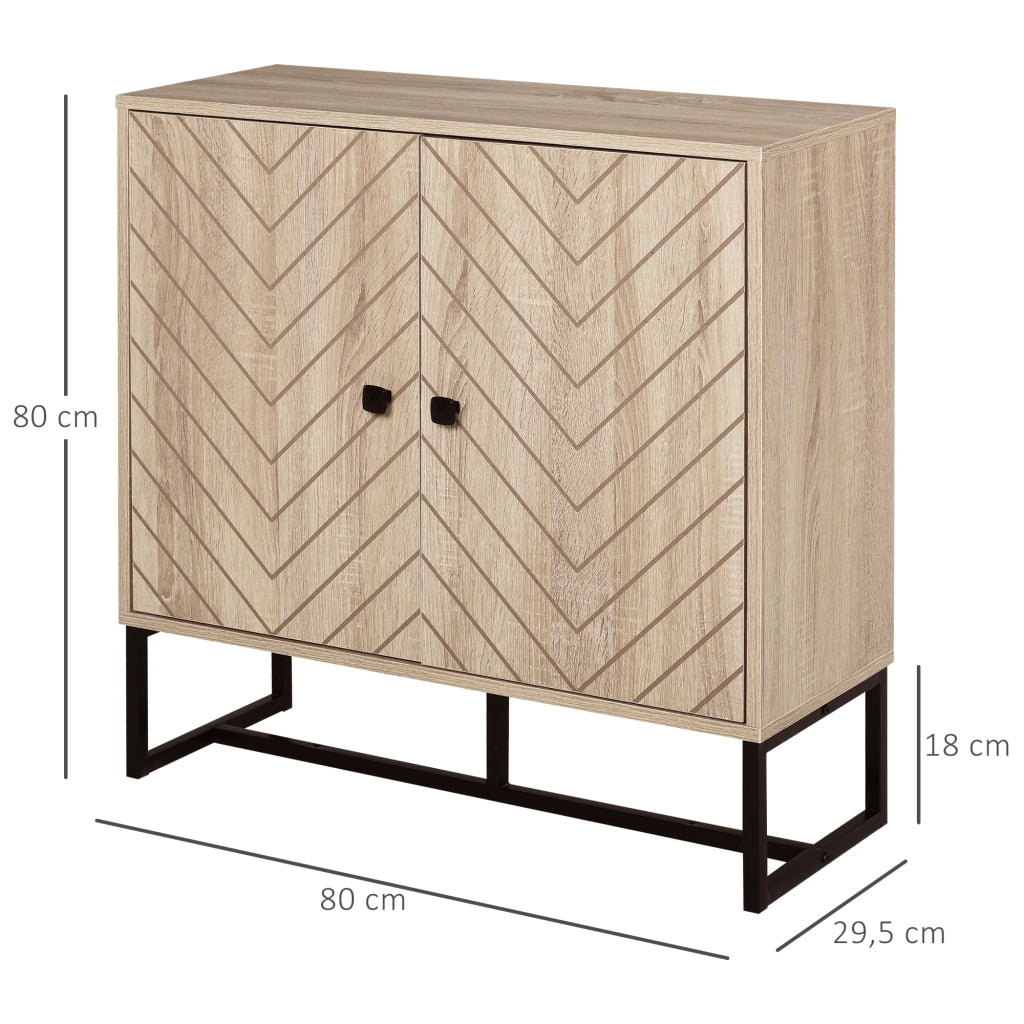 Credenza con 2 ante in legno e piedi in metallo nero ¨C zephmum ¨C 80x29.5x80 cm