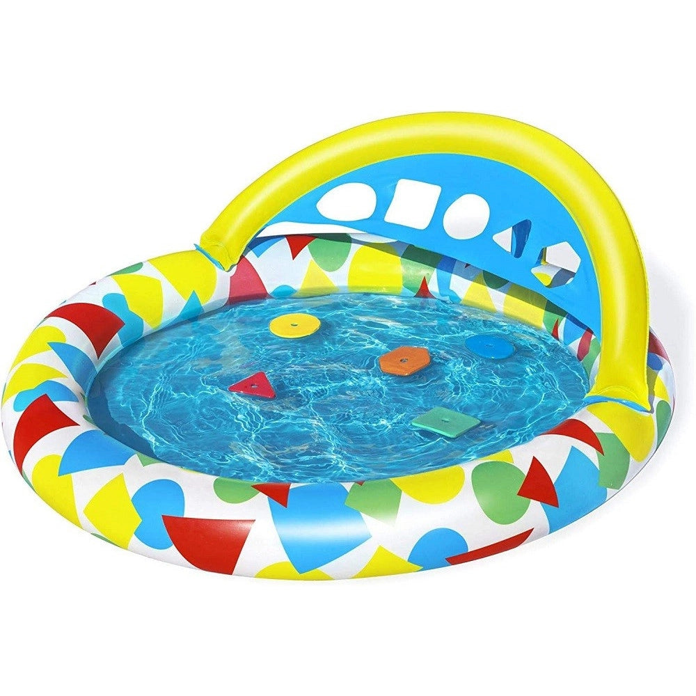 Trade Shop - Piscina Gonfiabile Per Bambini Splash & Learn 120x117x46cm 5 Forme Schiuma 52378 -