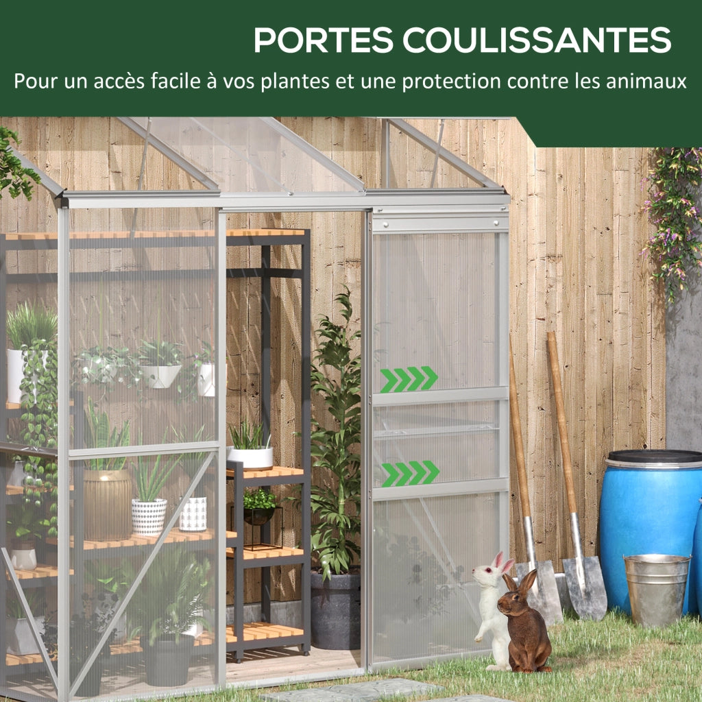 Serra da giardino adossata ¨C zephmum ¨C alluminio trasparente 192x68x196 cm