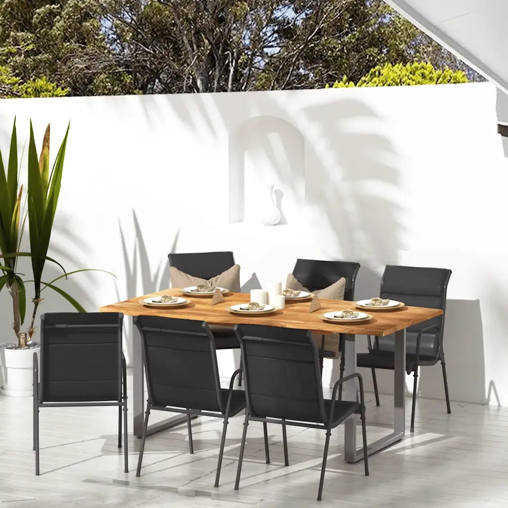 Sedie da Giardino 6 pz in Acciaio e Textilene Nere 316822