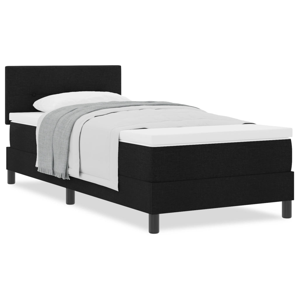 Letto Box Spring con Materasso Nero 80x200 cm Tessuto