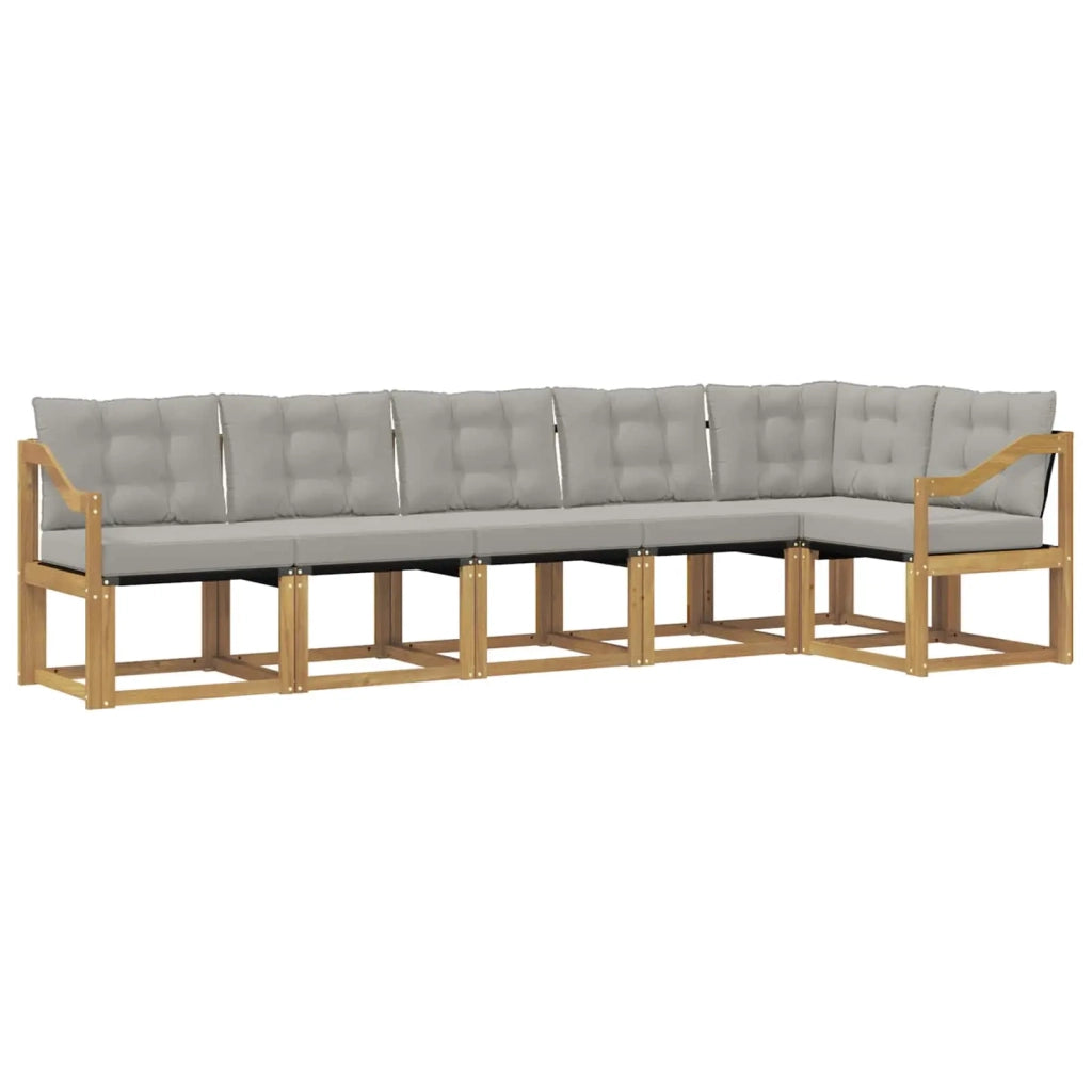 Set di divani da esterno 6 pz Bianco e Grigio Chiaro 3389533