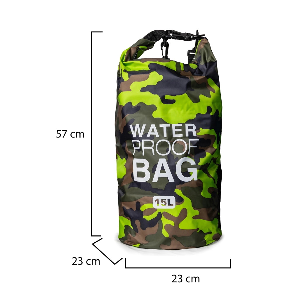 Semarese, Borsa Impermeabile Capacità 15 lt, Verde Mimetica