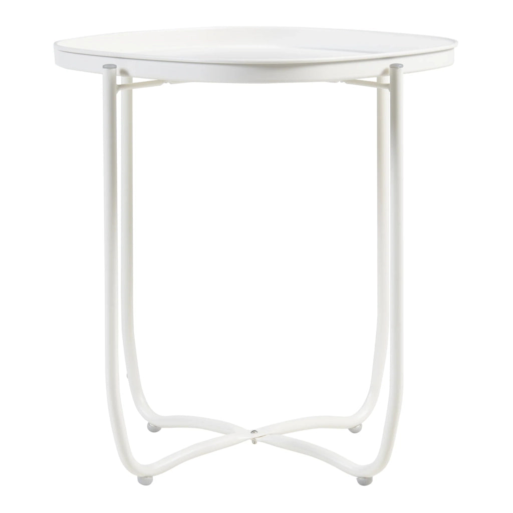 Tavolino da caffè con consolle laterale e piano rimovibile 53 x 46 x 46 cm acciaio bianco 03_0010763
