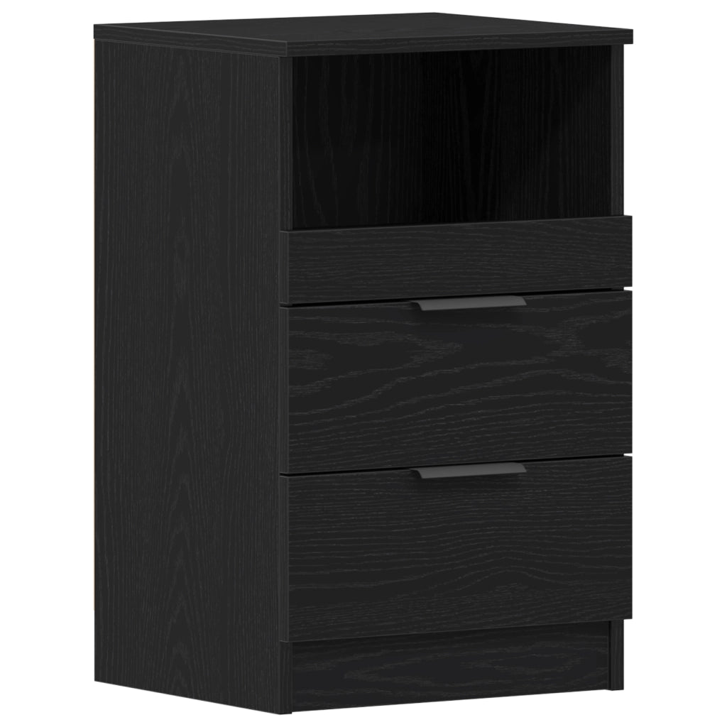 Comodino  Nero Rovere 40x35x65 cm Realizzato in Legno Ingegnerizzato