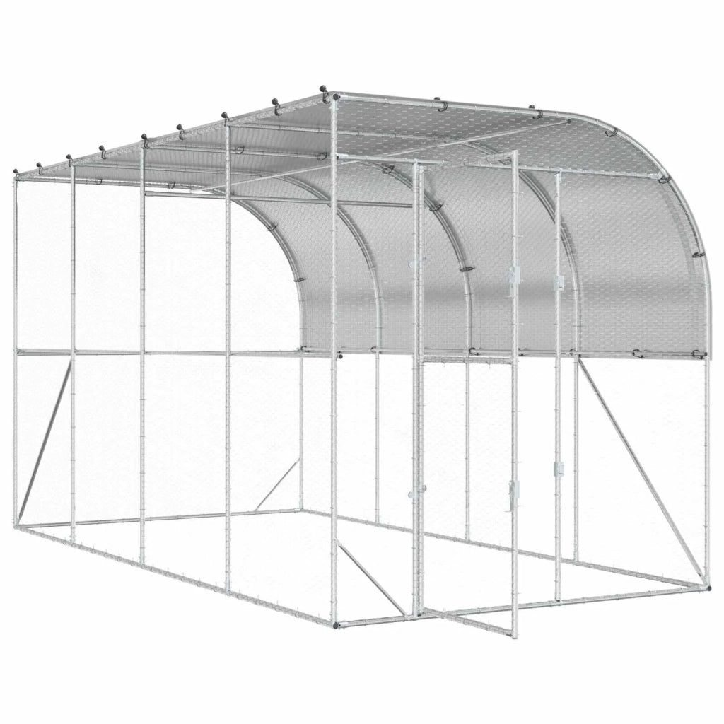 Gabbia per Polli Contro il Muro Argento 600 x 150 x 215 cm 3434736