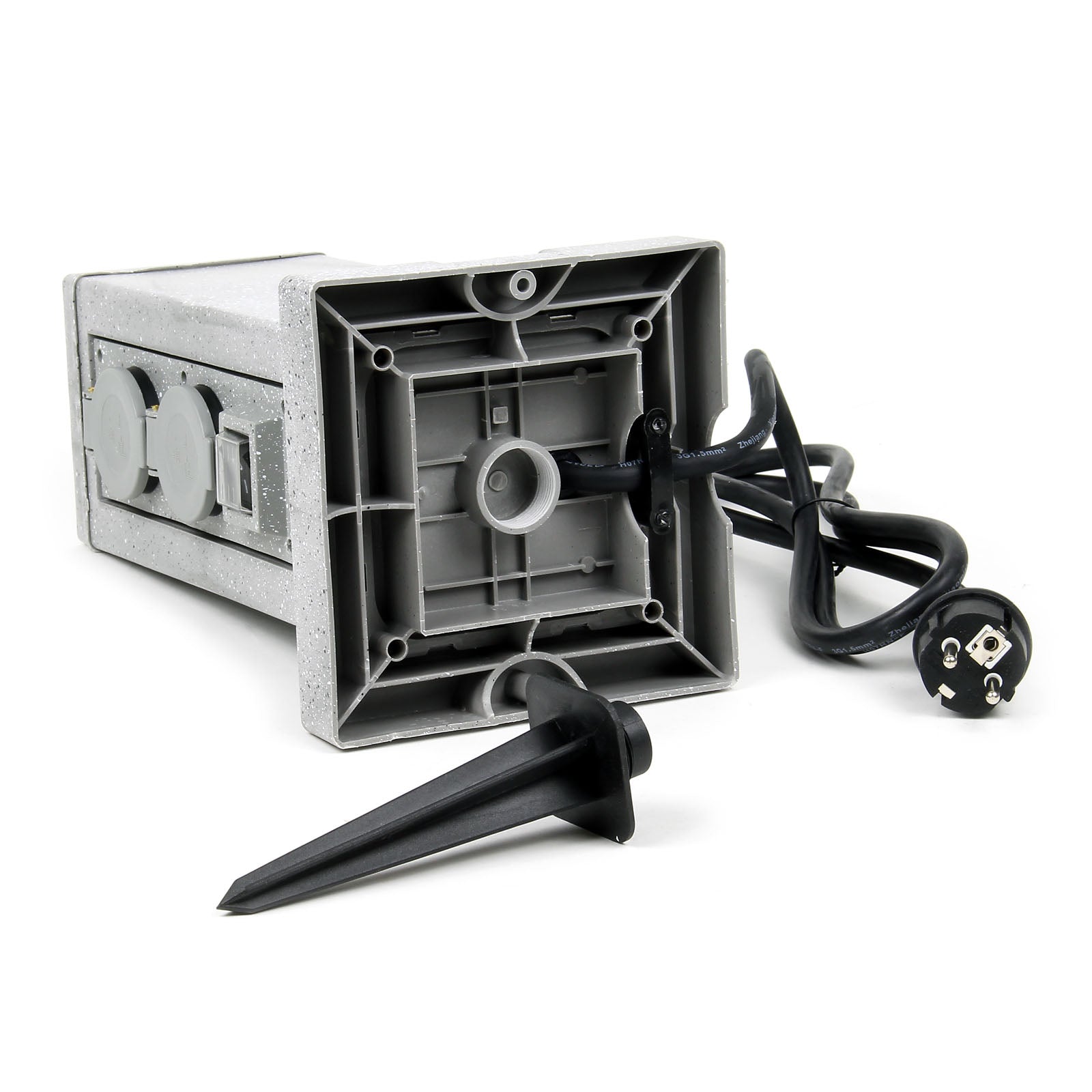 Colonna multipresa effetto granito, con 4 prese e 2 interruttori on/off, per esterno IP44