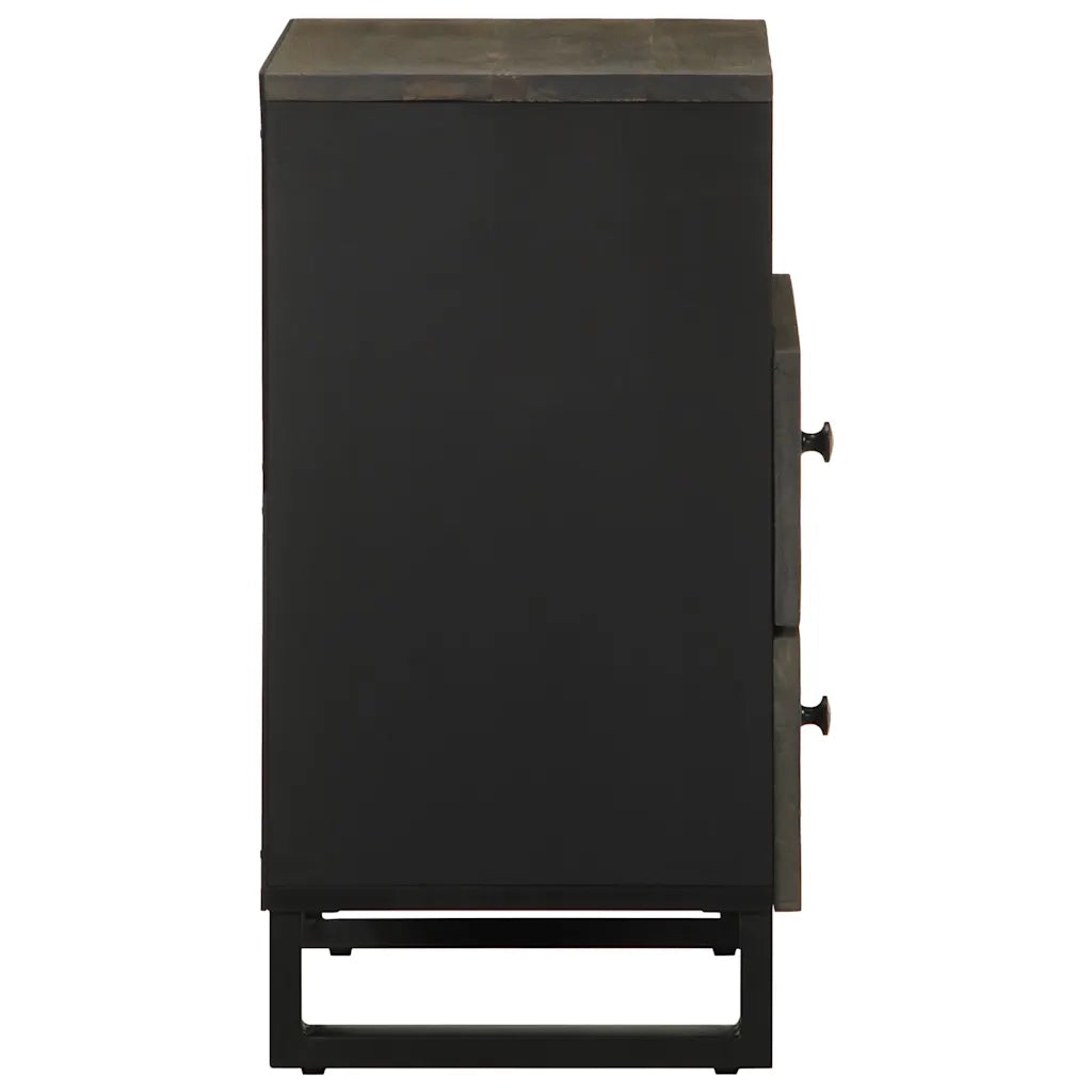 Comodino Nero 50x33x62 cm in Legno Massello di Mango 4017694