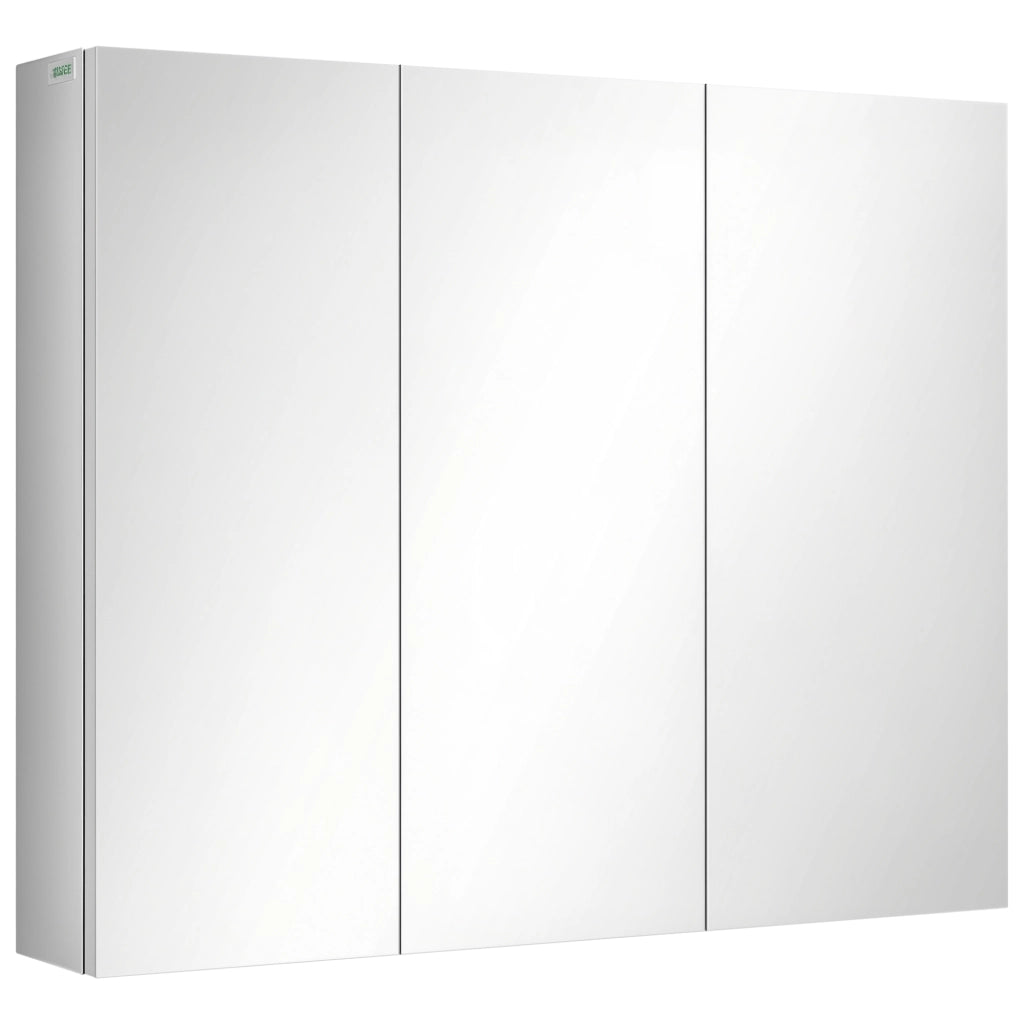Armadietto specchio bagno ¨C Xylo ¨C 3 ante a specchio, 5 ripiani, acciaio inox, argento, 70x12x55 cm