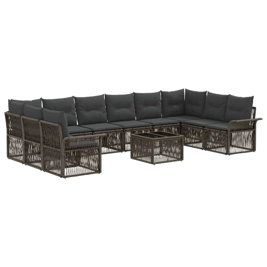 Set Divano da Giardino 11 pcs Grigio polyrattan