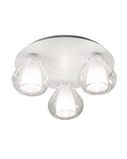 Lila - Lampada da soffitto rotonda d.40cm Fabas Luce - Applique con 3 lampadine led E27 MAX 40W - Trasparente