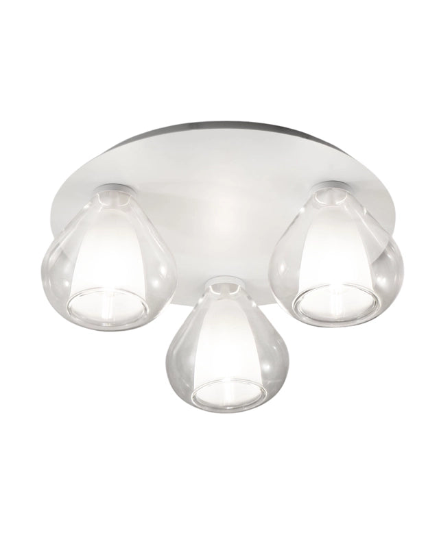 Lila - Lampada da soffitto rotonda d.40cm Fabas Luce - Applique con 3 lampadine led E27 MAX 40W - Trasparente