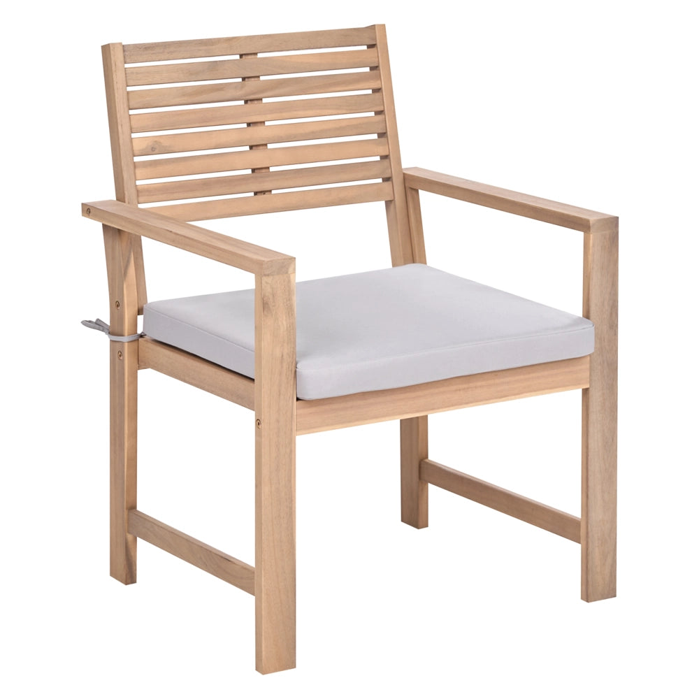 Set da giardino grigio in legno di acacia certificato con tessuto 4 posti con tavolino divano 2 sedie resistenti all'acqua e ai raggi UV