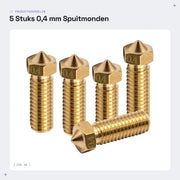 Spuitmondi 0,4 mm - 5 pezzi - Sprogetti in rame - Alta conducibilità termica - Adatti per stampanti 3D - Superficie interna liscia - Sprogetti per stampanti 3D