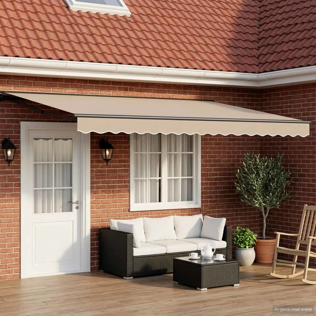 Cornice per Tenda Manuale con LED Beige e Antracite 5 × 3,5 m 3420946