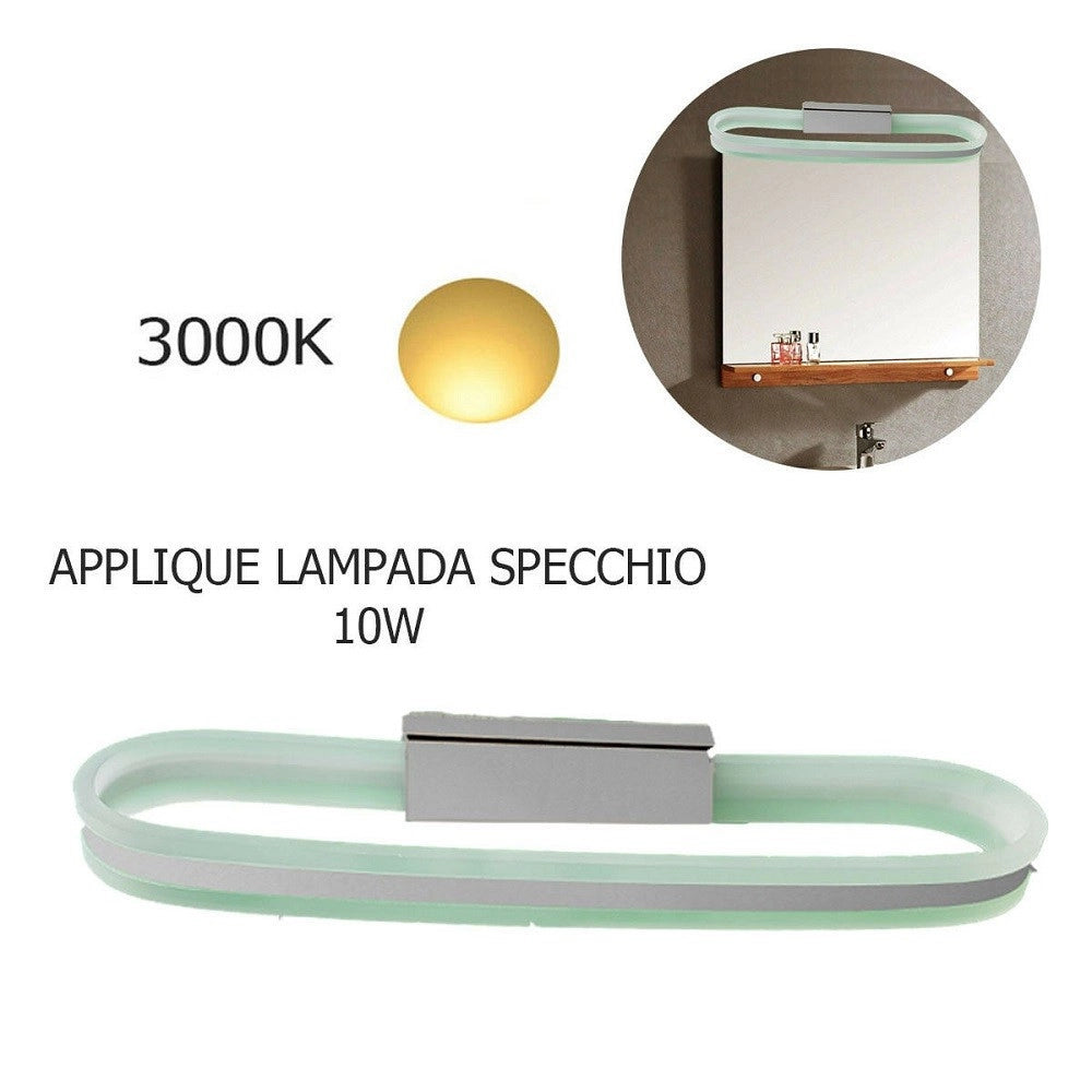 Trade Shop - Applique Lampada Moderno Da Parete Muro Specchio 10w Bagno 50 Led 2835 Smd Luce -