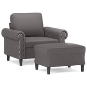 Poltrona | Sedia Relax con Poggiapiedi Grigio 60 cm in Similpelle