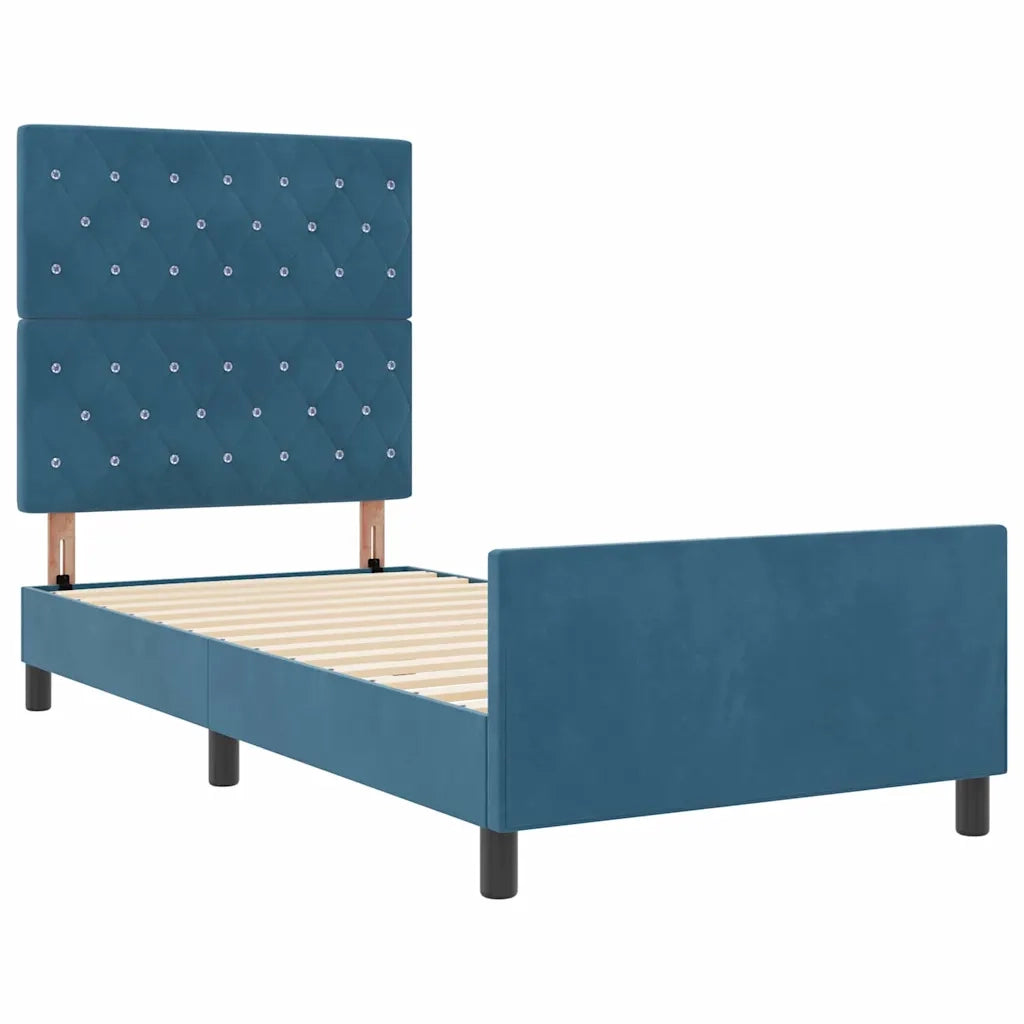 Letto a molle con testiera Blu Scuro 90 x 200 cm Velluto 3344853
