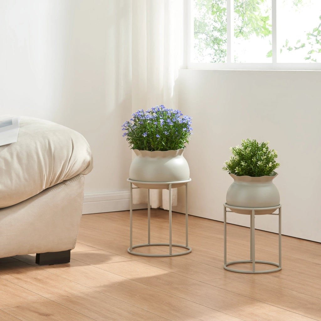 Stand Portapiante Assen 31,5 x 19,5 cm Metallo Grigio chiaro [en.casa]