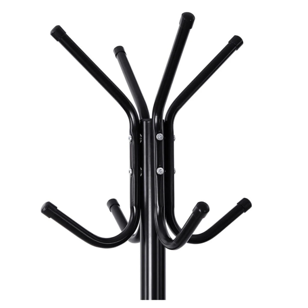 Appendiabiti da terra Parrot altezza 176 cm 12 ganci in tubo di ferro per ingresso camera spogliatoio ufficio nero 12_0003192