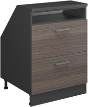 Mobile sottotetto Rion, Grigio nobile, 60 x 81.6 cm con 2 cassetti, carcassa 60 cm profondità, adatto per il salvaspazio sotto tetti spioventi