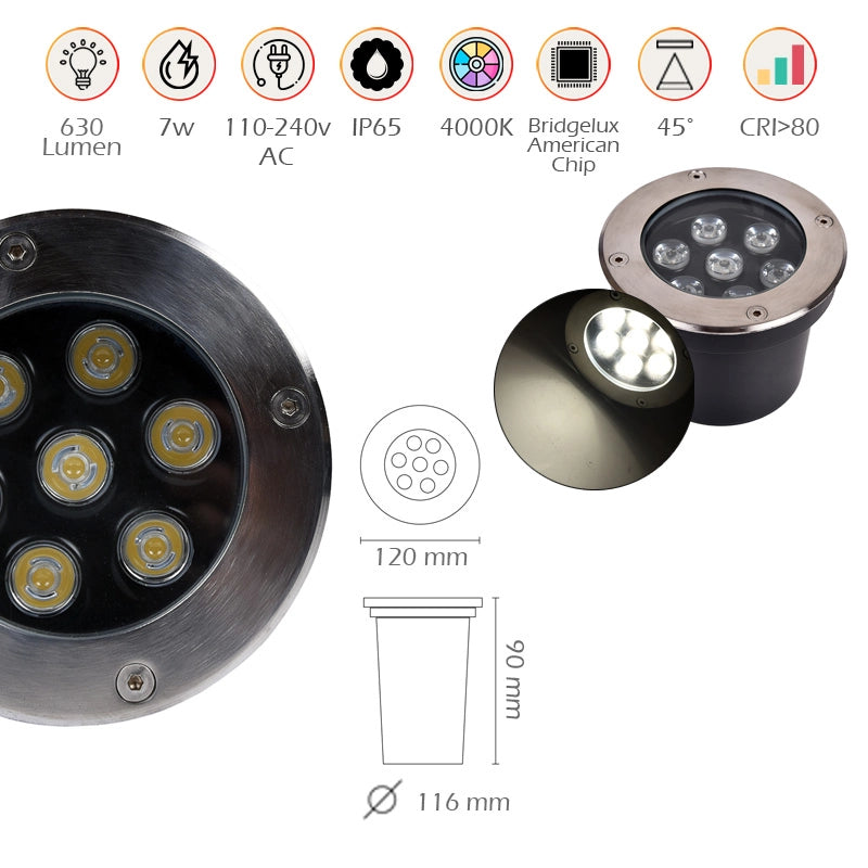 SEGNAPASSO LED CALPESTABILE 7W LUCE NATURALE 4000K° - ILLUMINAZIONE EFFICIENTE PER I TUOI SPAZI ESTERNI